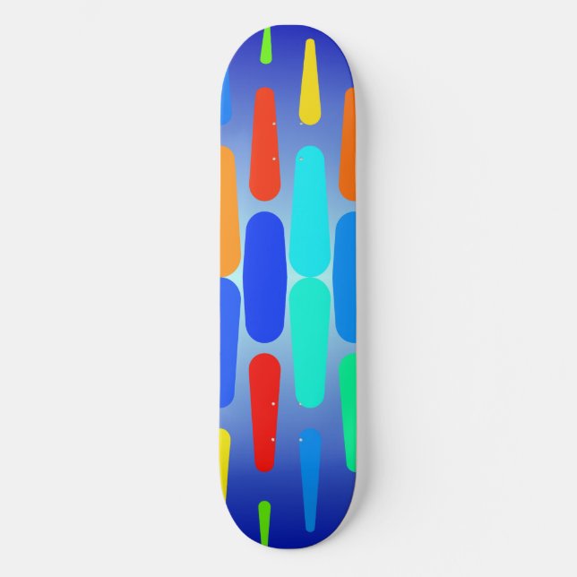 Colourful shapes abstract design skateboard (Front)