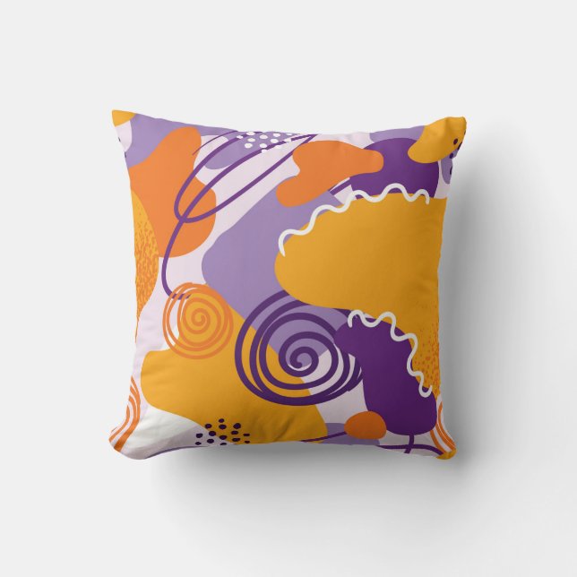 Colourful Shapes and Lines Cushion (Front)