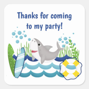 Colourful Shark Beach Thank You Square Sticker