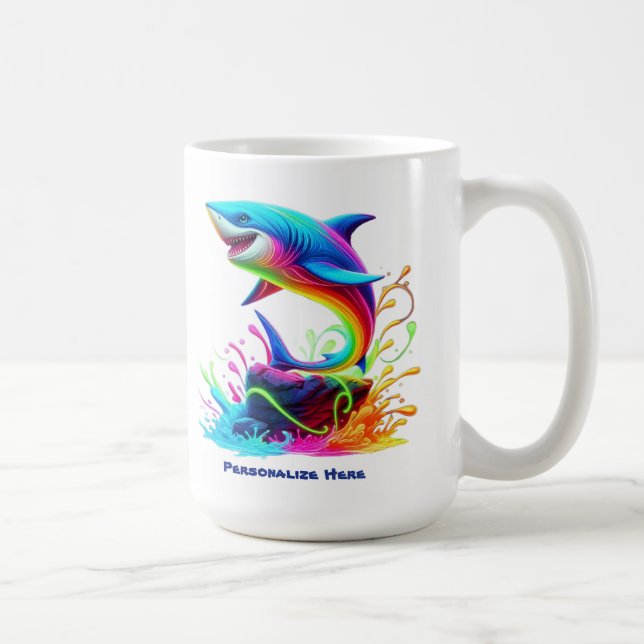 Colourful Shark Splash Coffee Mug (Right)