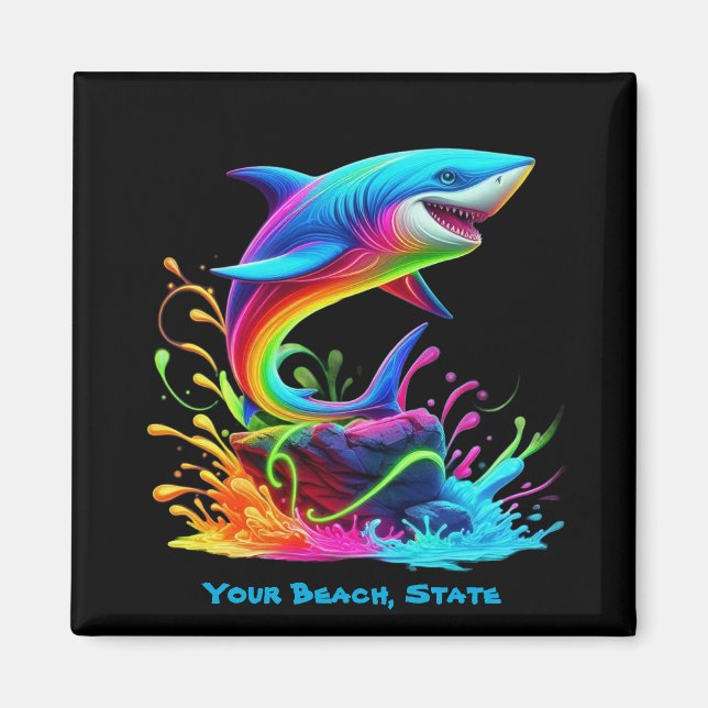 Colourful Shark Splash Magnet (Front)