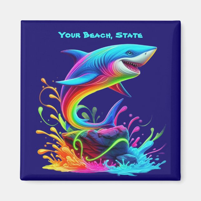 Colourful Shark Splash Magnet (Front)