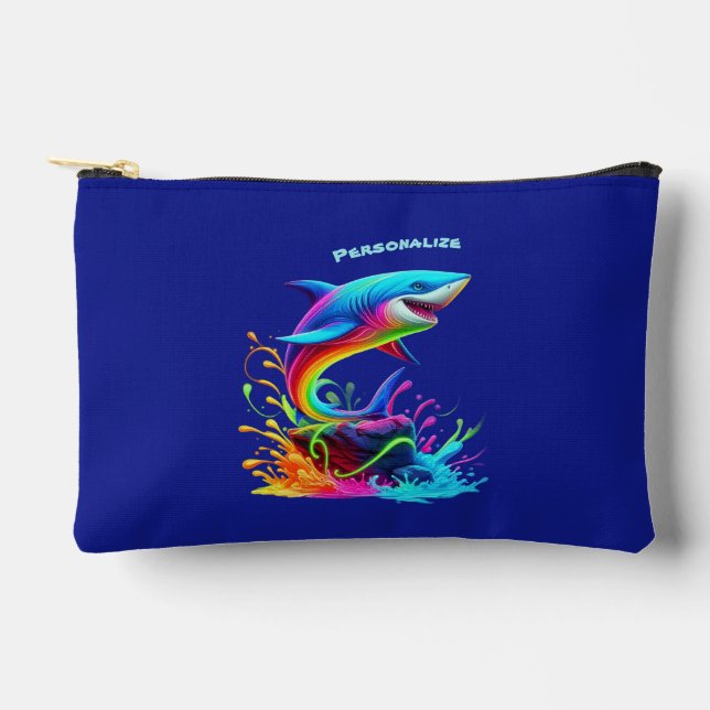 Colourful Shark Splash Zippered Pouch (Front)