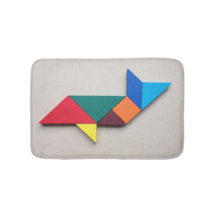 Colourful shark Tangram Bath Mat