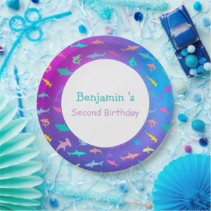 Colourful shark under the sea School Party Birthda Paper Plate