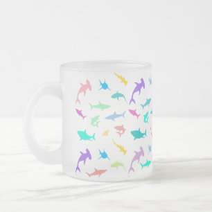 Colourful shark under the sea School Party Frosted Glass Coffee Mug