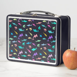 Colourful shark under the sea School Party Metal Lunch Box