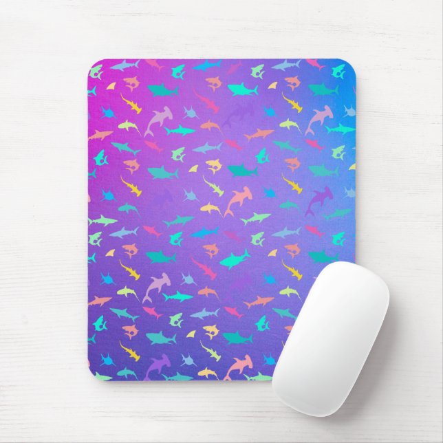 Colourful shark under the sea School Party Mouse Mat (With Mouse)