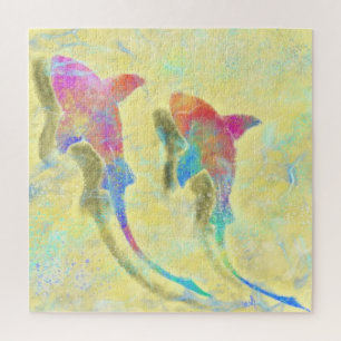 Colourful Sharks Jigsaw Puzzle - Painting