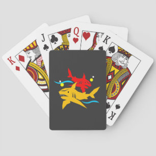 colourful sharks playing cards