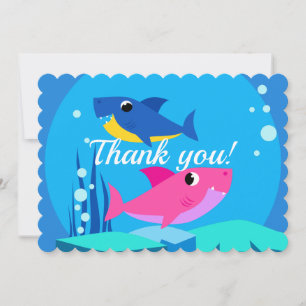 Colourful Sharks Thank You Card