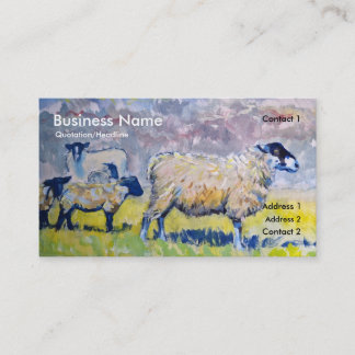 Colourful Sheep Lambs and Cloudy Sky Business Card