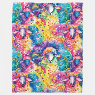 Colourful sheep pattern fleece blanket