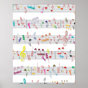 Colourful Sheet Music Notes Poster