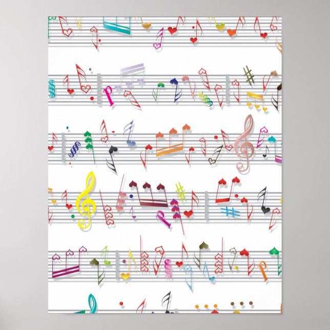 Colourful Sheet Music Notes Poster (Front)