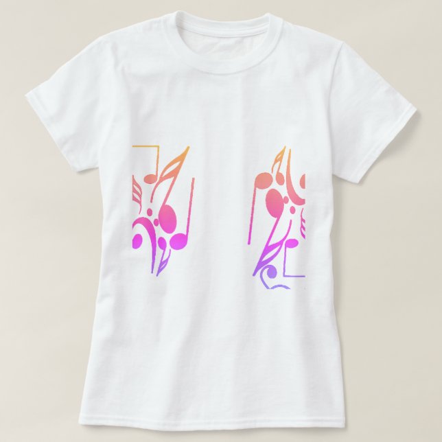 Colourful Sheet Music T-Shirt (Design Front)