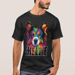 Colourful Sheltie Dog Face Shetland Sheepdog Men W T-Shirt