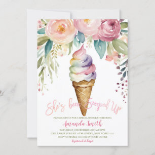 Colourful She's Been Scooped Up Bridal Shower Part Invitation
