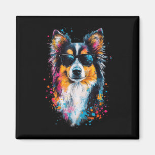 Colourful Shetland Sheepdog Face Cute Puppy Dog Lo Magnet