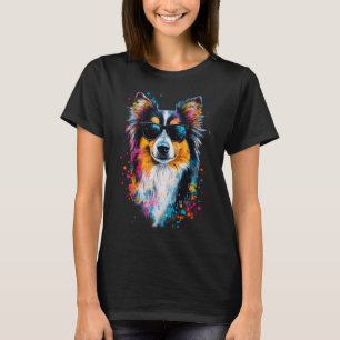 Colourful Shetland Sheepdog Face Cute Puppy Dog Lo T-Shirt