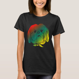 Colourful Shih Tzu Face Art Animal Dog Owner T-Shirt
