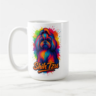 Colourful Shih Tzu Pop Art Design – Vibrant Neon Coffee Mug
