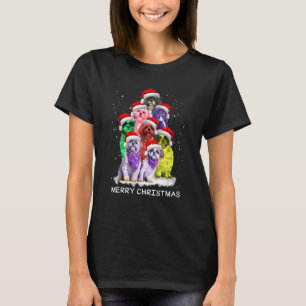 Colourful Shih Tzu Santa Hat Ornament Christmas Tr T-Shirt