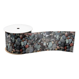 Colourful Shiny Beach Stones Pattern Satin Ribbon