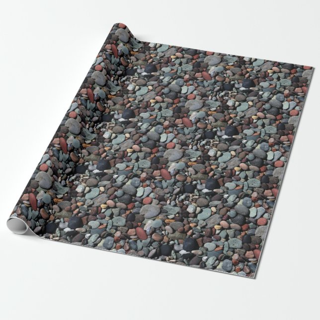 Colourful Shiny Beach Stones Pattern Wrapping Paper (Unrolled)