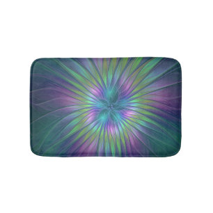 Colourful Shiny Fantasy Flower Abstract Fractal Ar Bath Mat