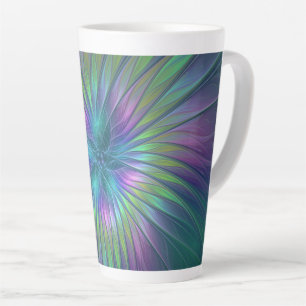 Colourful Shiny Fantasy Flower Abstract Fractal Ar Latte Mug