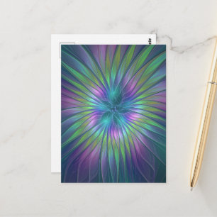 Colourful Shiny Fantasy Flower Abstract Fractal Ar Postcard
