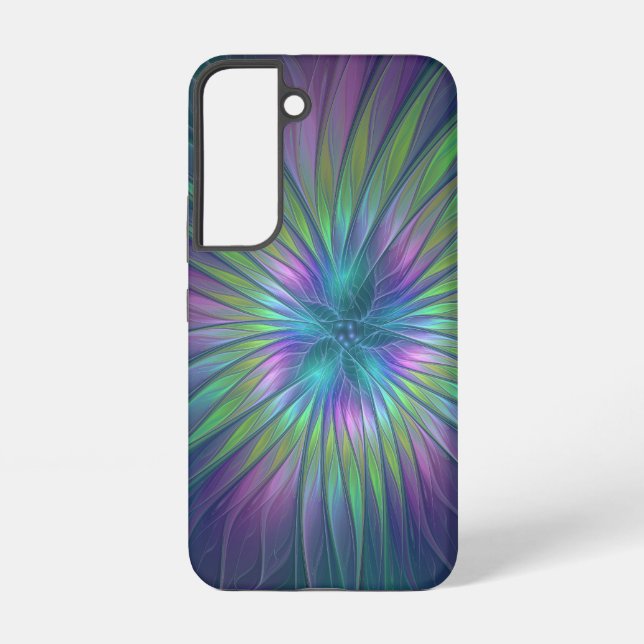 Colourful Shiny Fantasy Flower Abstract Fractal Ar Samsung Galaxy S22 Case (Back)
