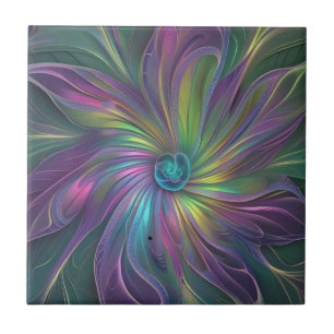 Colourful Shiny Fantasy Flower Abstract Fractal Ar Tile