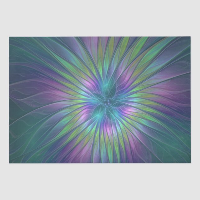 Colourful Shiny Fantasy Flower Abstract Fractal Ar Tissue Paper (Front)