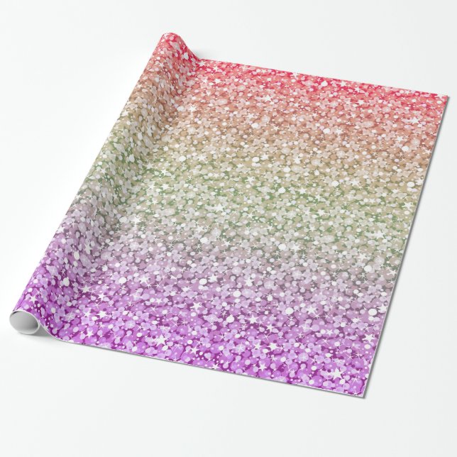 Colourful Shiny Glitter Wrapping Paper (Unrolled)