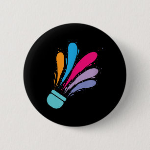 Colourful Shuttle Badminton 6 Cm Round Badge