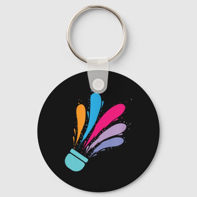 Colourful Shuttle Badminton  Key Ring (Front)