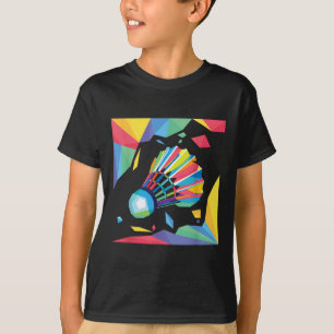 Colourful Shuttle - Birdie Badminton Player Sports T-Shirt