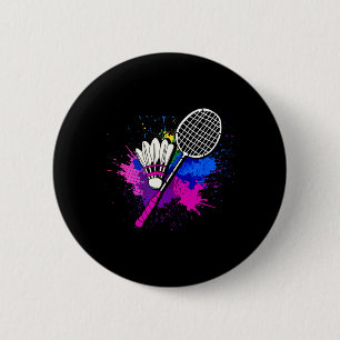 Colourful Shuttle Racket Badminton Player 6 Cm Round Badge
