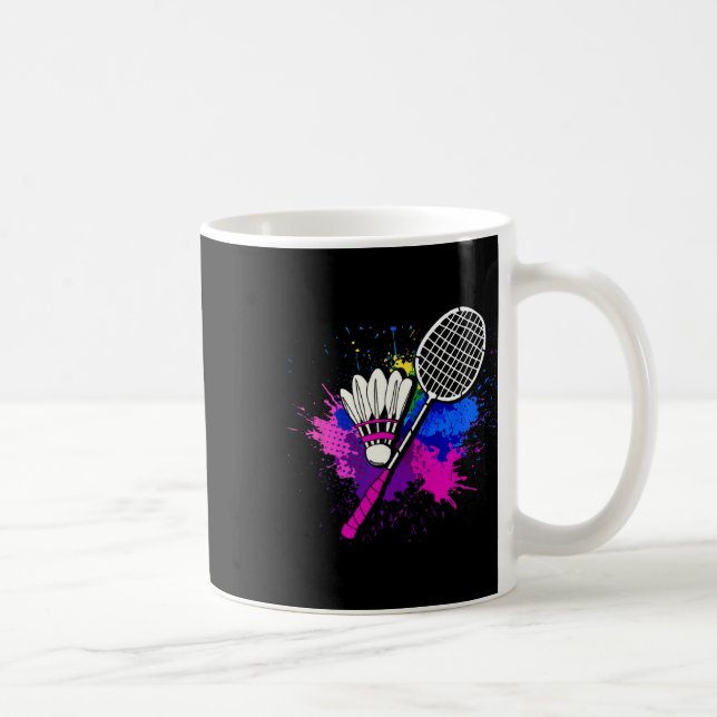 Colourful Shuttle Racket Badminton Player  Coffee Mug (Right)