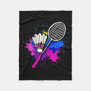 Colourful Shuttle Racket _ Badminton Player Fleece Blanket