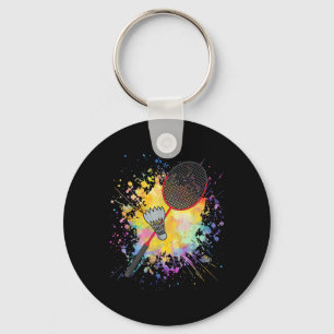 Colourful Shuttle Racket Badminton Player Key Ring