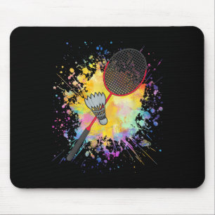 Colourful Shuttle Racket Badminton Player Mouse Mat