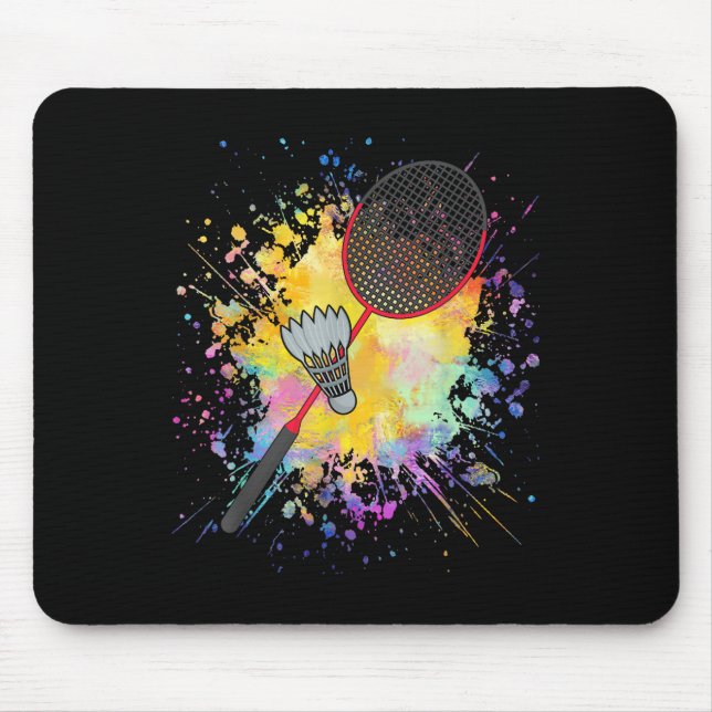 Colourful Shuttle Racket Badminton Player  Mouse Mat (Front)