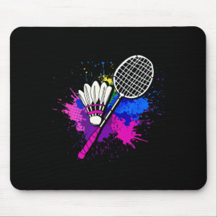 Colourful Shuttle Racket Badminton Player Mouse Mat