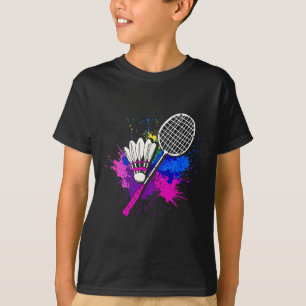 Colourful Shuttle Racket _ Badminton Player T-Shirt