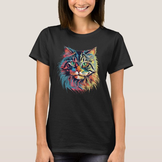 Colourful Siberian cat T-Shirt (Front)