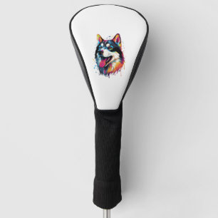 colourful Siberian Husky dog in PopArt style   Golf Head Cover