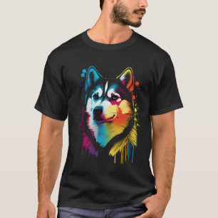 Colourful Siberian Husky Face Painting Animals Do T-Shirt